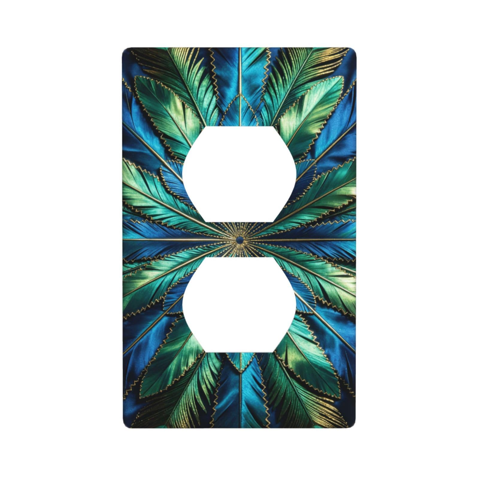 Peacock Blue Feather Decorative Switch Plate Cover-Unbreakable Polycarbonate Wall Plate for Home Office, 1 Gang with Screws