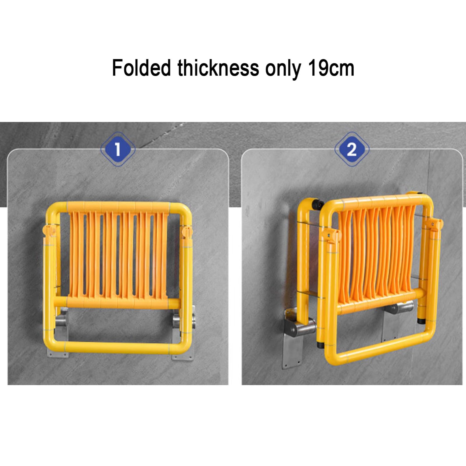 Silla Ducha Plegable,Asiento Ducha Plegable Pared Montada con Reposabrazos,Silla Abatible Ducha Montado en la Pared,Silla Antideslizante Plegable Cuarto Baño para Discapacitado 150 kg