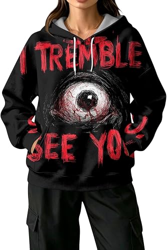 Women Halloween Hoodie with Long Sleeve Pocket Loose Fit Spooky Season