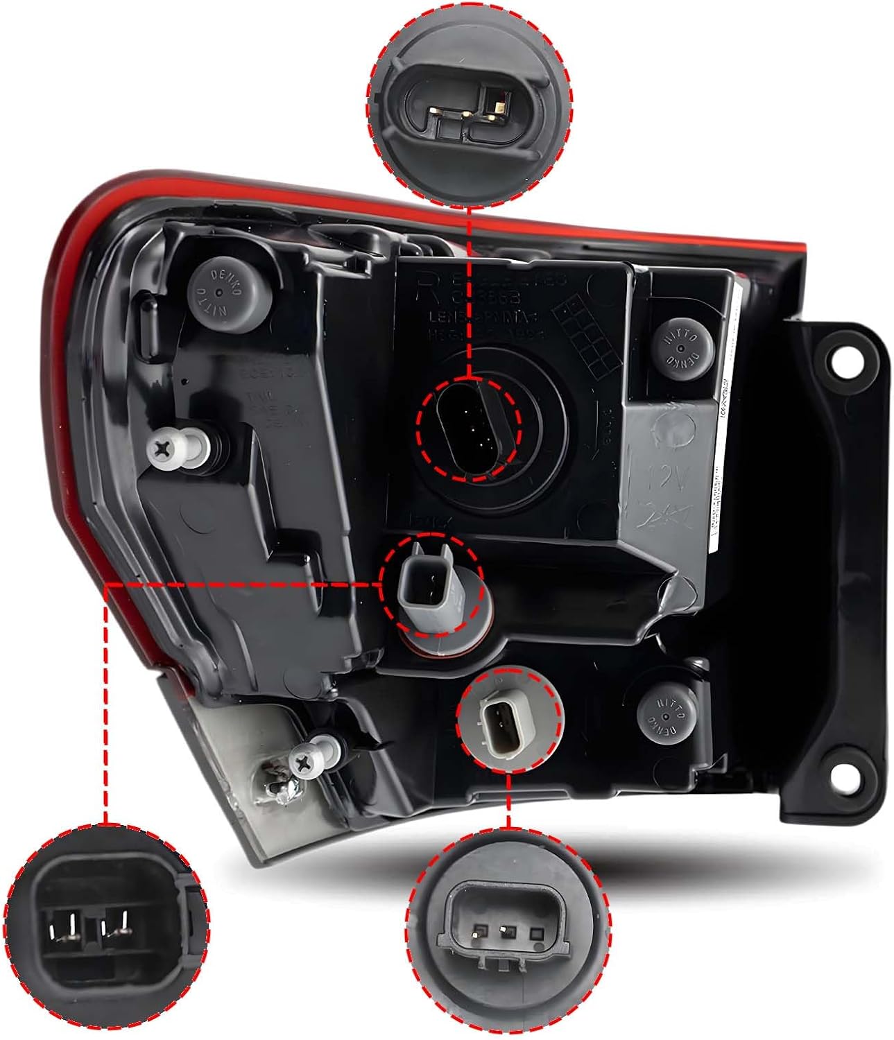 Right Passenger Side Outer Tail Lights Assembly Compatible with 2014-2022 Jeep Grand Cherokee SRT Rear Light, Replace OE#68236104AC, Black Frame