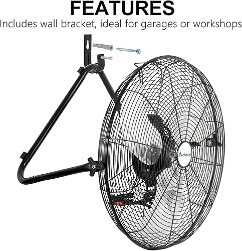 Miniatura 6 de Ventilador de piso industrial de alta velocidad de 20 pulgadas, ventilador de piso industrial de metal resistente de 3 velocidades 5200 CFM con