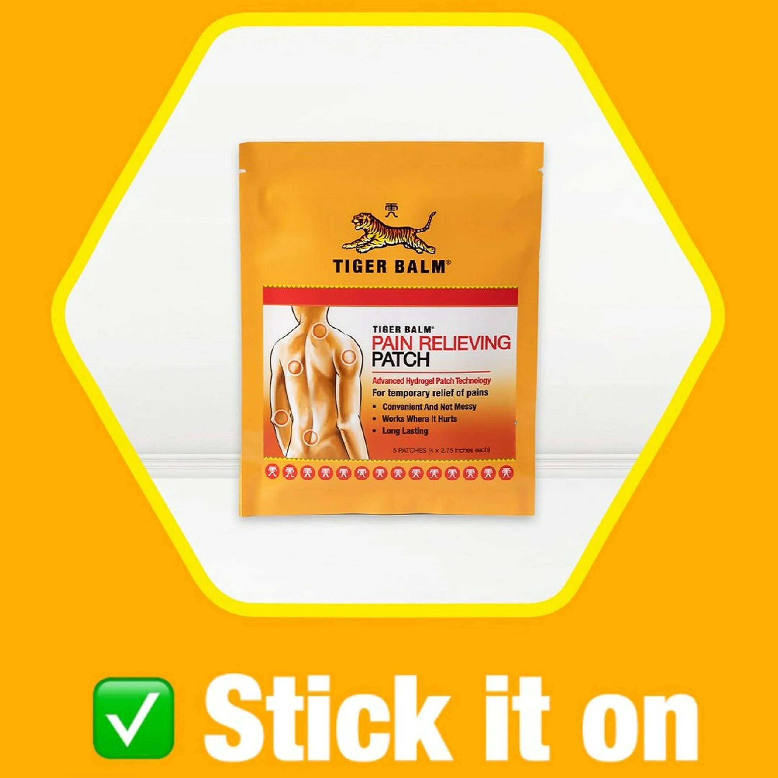 Tiger Balm Patch, Pain Relieving Patch, 4"x2.75", 5 Count (Pack of 6) — Amazon image 8