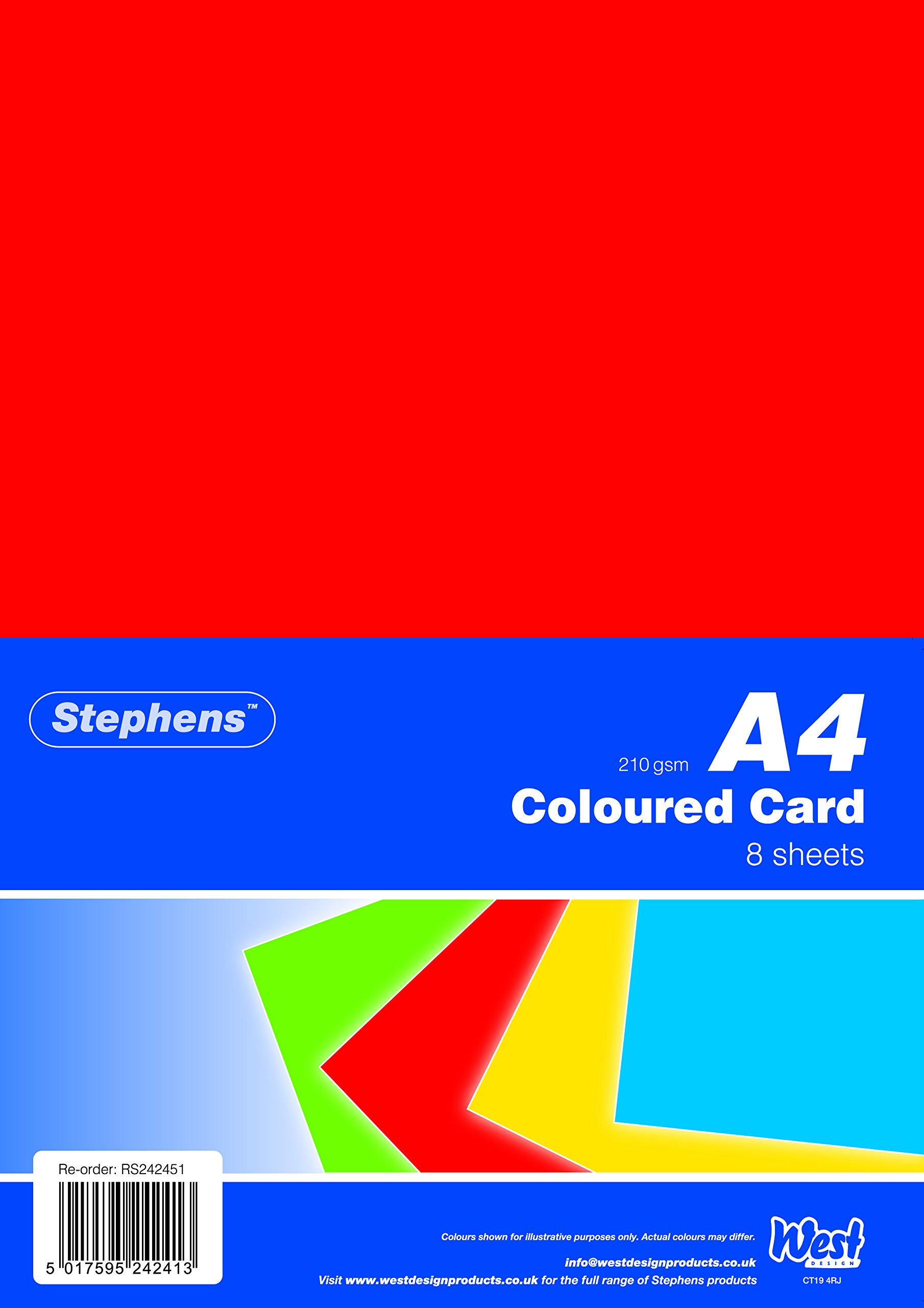 Red Stephens A4 Red Card Stephens Coloured Card – Red A4 210gsm Cardstock, Pack Of ...