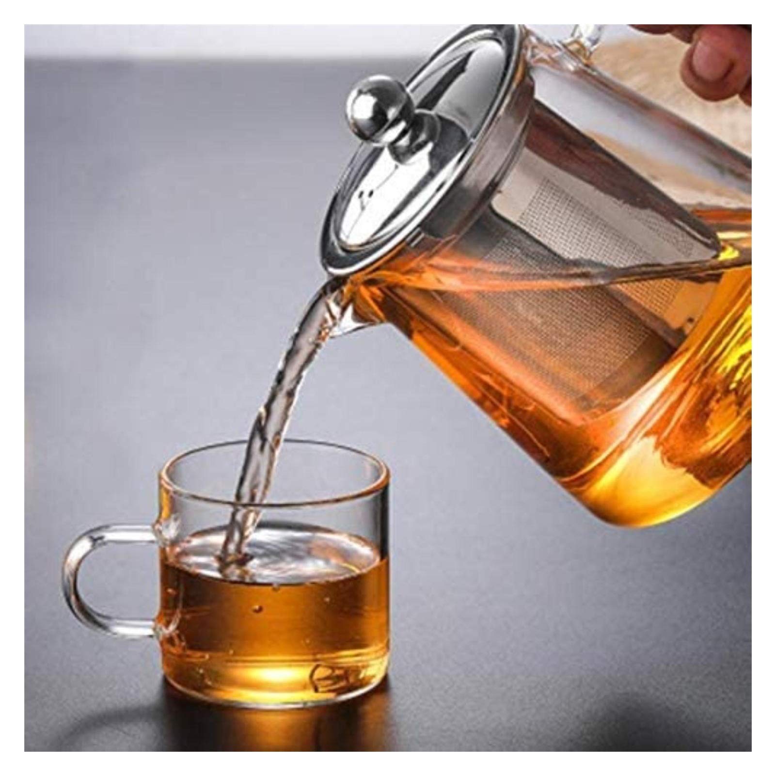 Czajniczek Szklany Czajniczek 450 ml Prosty Garnek Szkła Borokrzemowe Czajniczek Do Herbaty Przezroczysty Szklany Czajnik Odporny na Ciepło Przezroczysty Liść Herbata (rozmiar: 950 ml (Kolorowe pudełko))