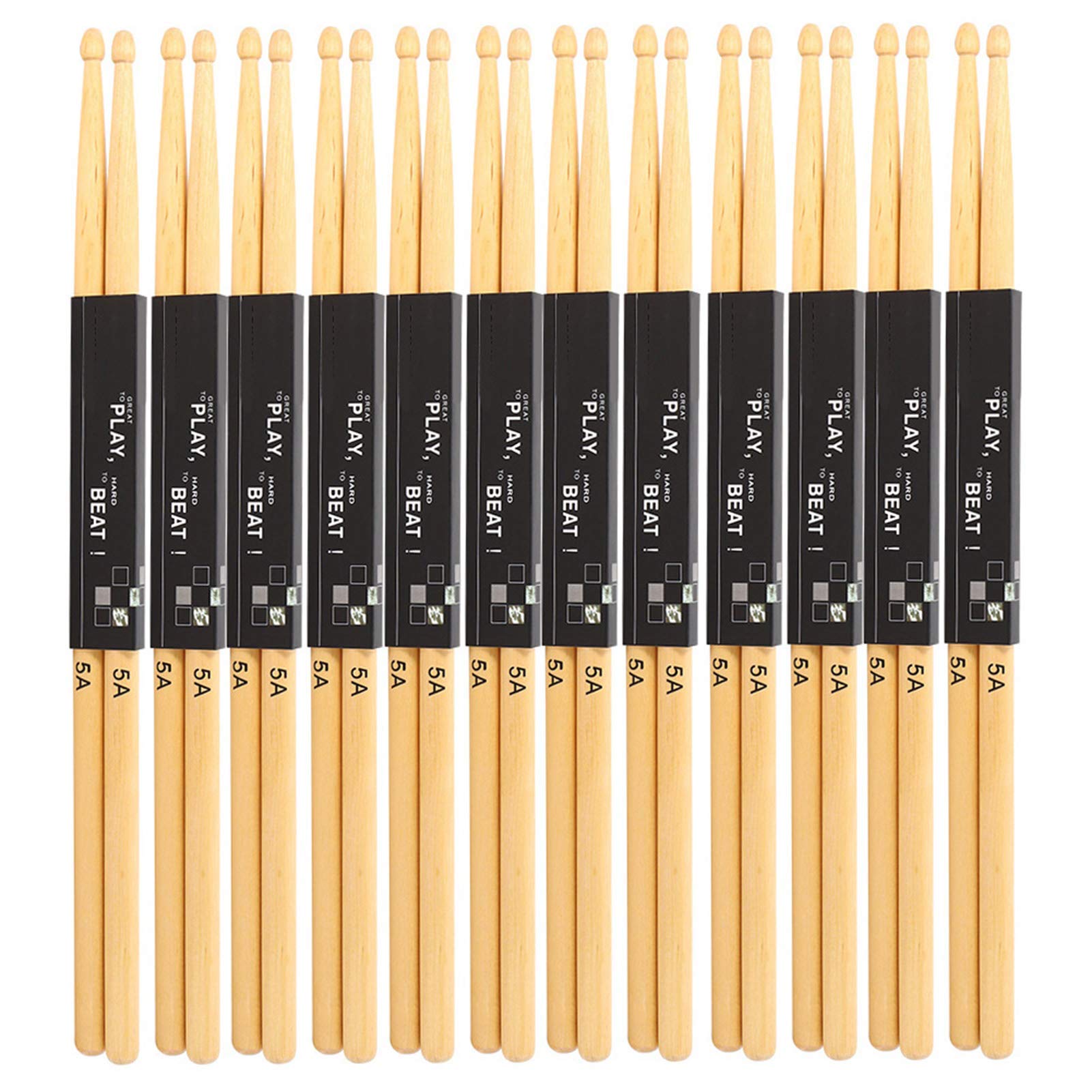 12 Paar 5A Ahornholz Drumsticks zum Üben und Spielen Kleine runde Holzspitze, lange Ahorn Drumsticks für Schüler und Erwachsene, konstantes Gewicht und Intonation für Jazz Drum Sticks