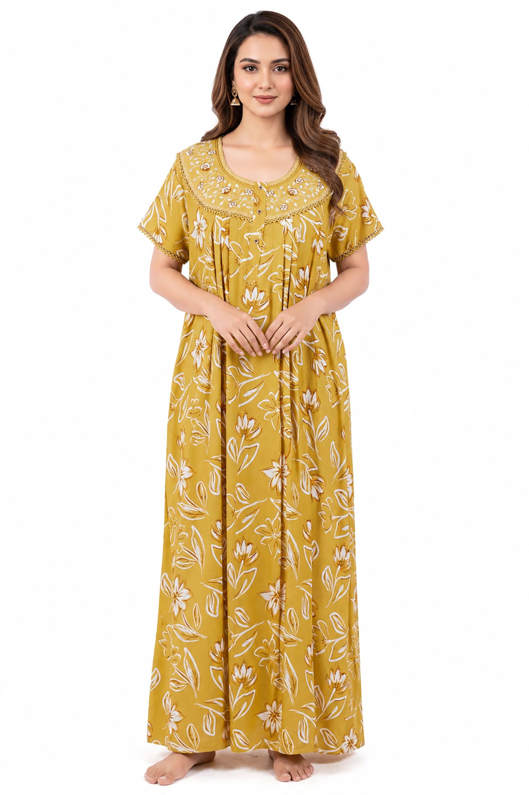 bellamora Nighty| Nighty for Women Stylish| Night Gown for Women Stylish| Alpine Nighty for Women| Lightweight Alpine Fabric| Graceful Embroidery|-picture-43