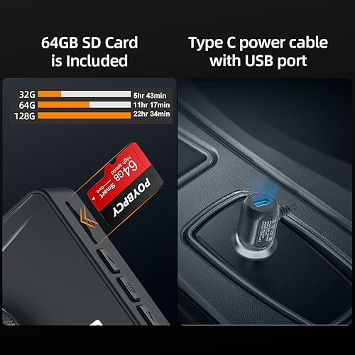 Miniatura 9 de Dash Cam frontal 2K con tarjeta SD de 64 GB 1440P Quad HD Cámara de tablero para autos Pantalla IPS de 3 pulgadas, grabadora de conducción con