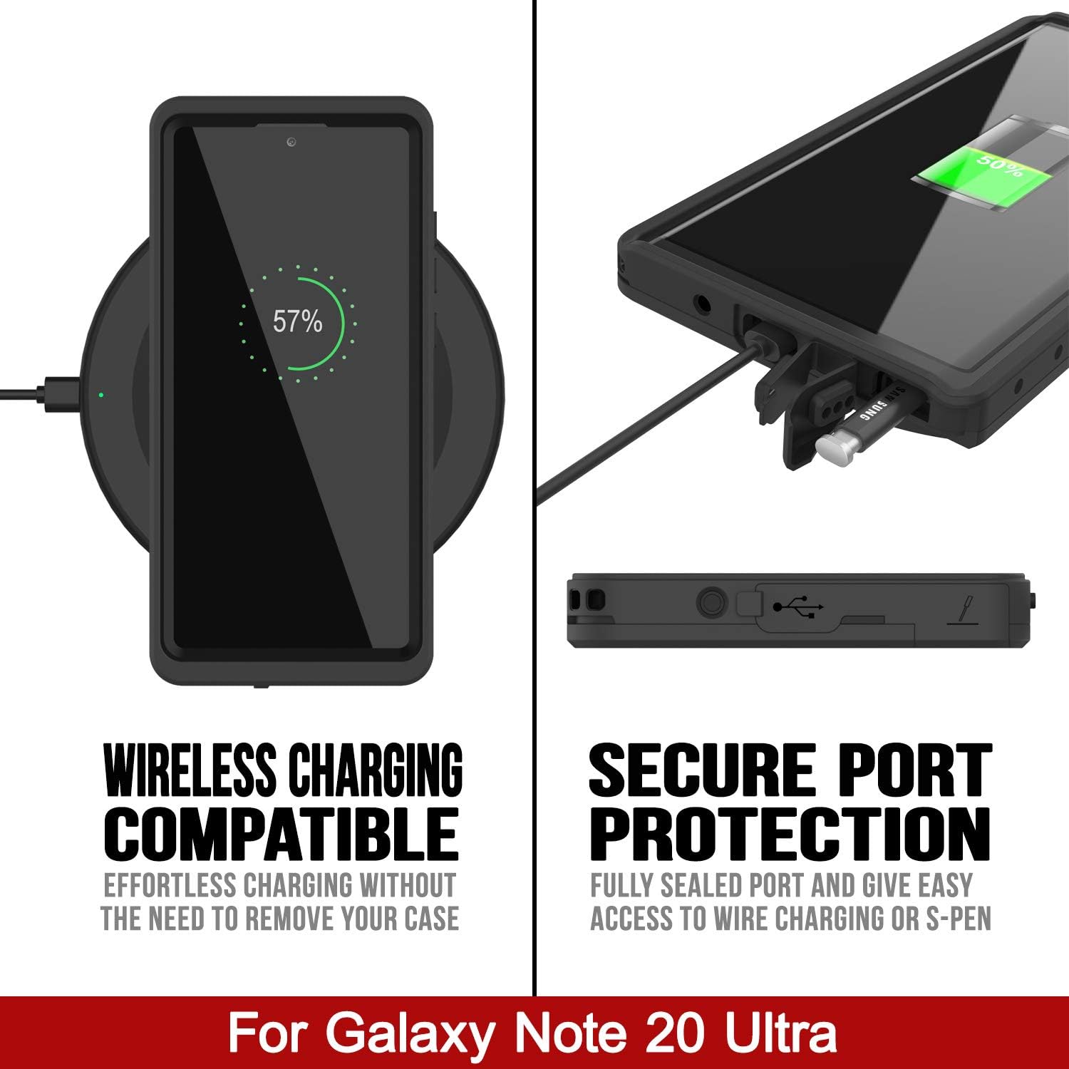 Punkcase Note 20 Ultra Waterproof Case [Extreme Series] [Slim Fit] [IP68 Certified] [Shockproof] [Dirtproof] [Snowproof] Armor Cover for Samsung Galaxy Note20 Ultra 5G (6.9") (2020) [Red]