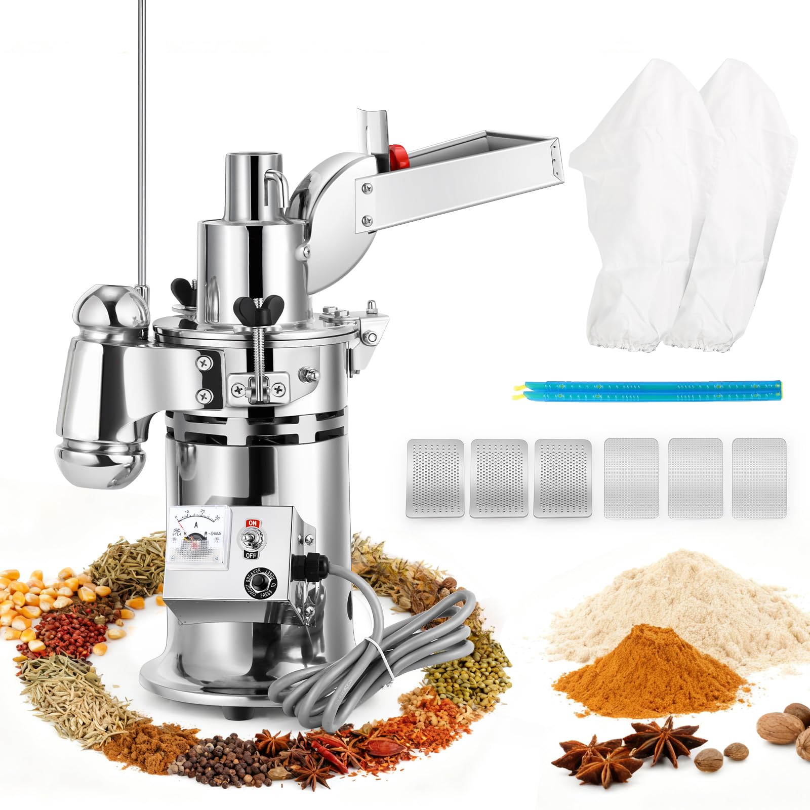 Amazon.com: Moongiantgo Hammer Mill Grinder Commercial Herb Grinder 1200W  Continuous Feeding, 6.6-33 Lbs/H Grinding Capacity, with 6 Sieve Meshes,  Pulverizer for Dry Herb Grain Spice Corn Nutmeg, 110V (DF-15) : Home &