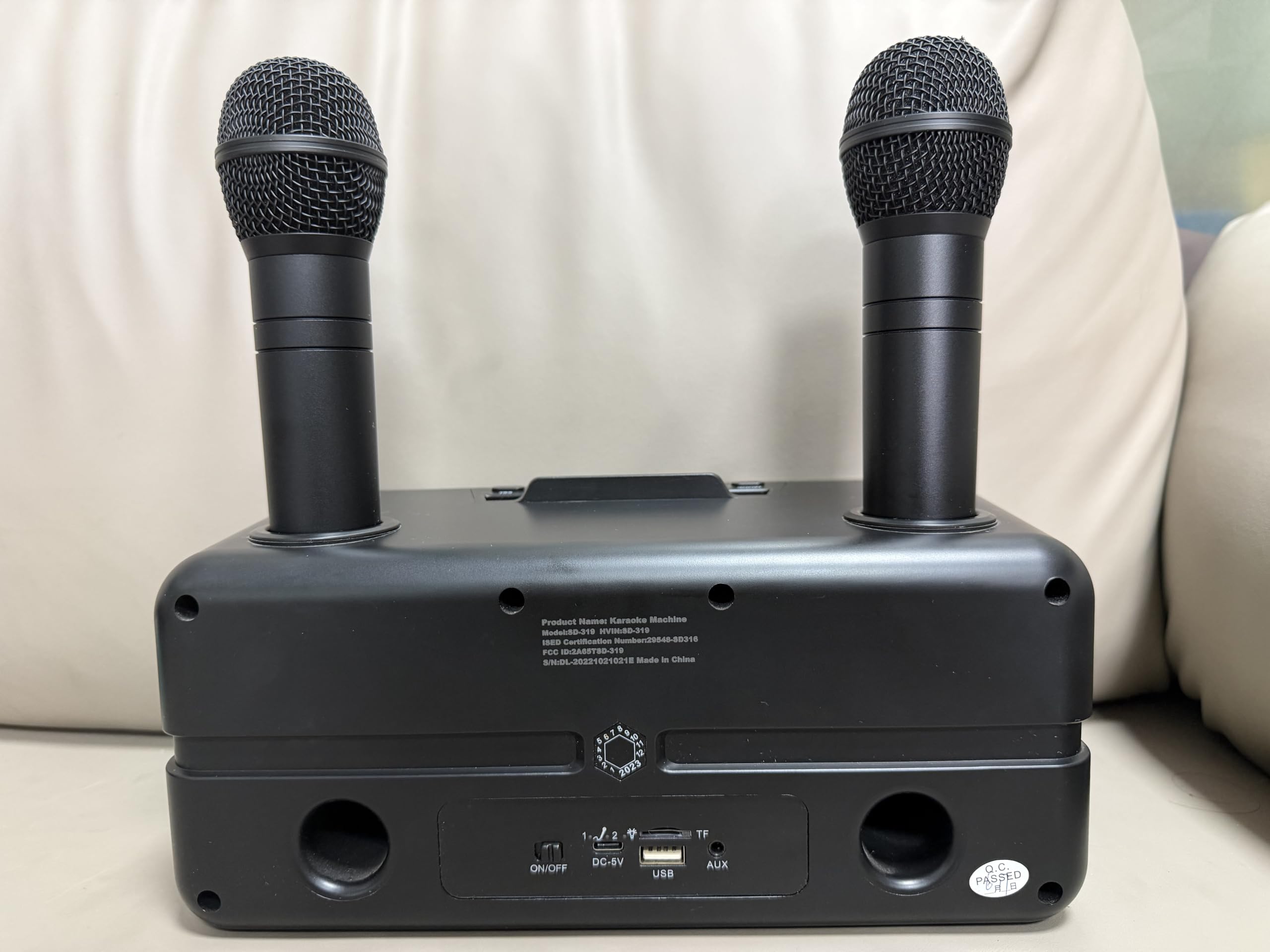 Tragbarer Karaoke Maschine,Karaoke mit 20W Bluetooth Lautsprecher,2 Kabellosen Karaoke-MikrofonWiederaufladbarem Mikrofonsteckplatz,PA Anlage Komplettset für Home Party,Church,Picnic,Outdoor