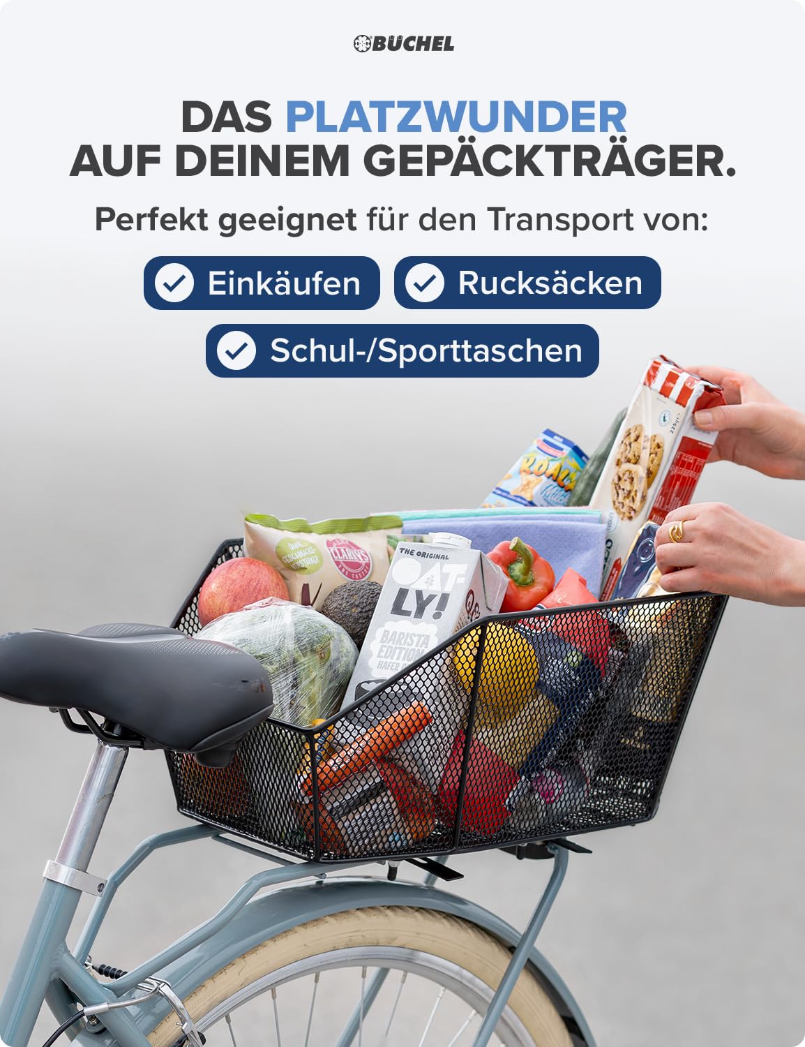 BÜCHEL Cesta Trasera XXL Jumbo Pro Bicicleta 20 kg