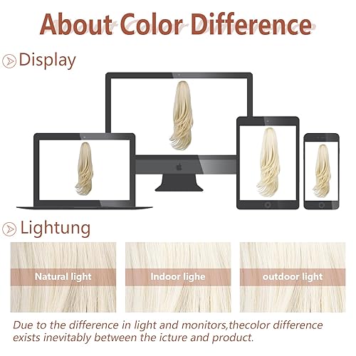 Miniatura 5 de HSPJHTM Extensiones de cola de caballo, extensiones de cabello rubio, extensiones de cola de caballo para mujer, extensiones de cabello rizado de 20