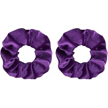 YISSION 2 Pcs Dark Purple Velvet Hair Scrunchies for Women Girls Thick Hair Ties Fashion Hair Bands Ponytail Holders Purple Hair Accessories for Women Girls