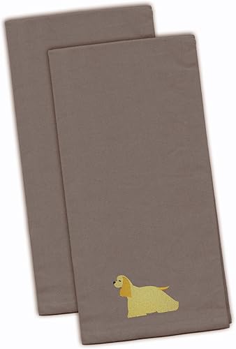Caroline's Treasures BB3386GYTWE Cocker Spaniel - Toalla de cocina bordada gris (juego de 2), 28 x 19 pulgadas, multicolor