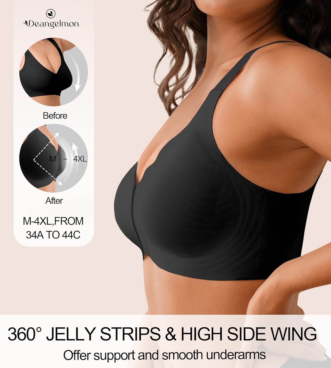 Posture Bras for Women Front Closure Push Up Bra No Underwire Back Support Bra - Image 3