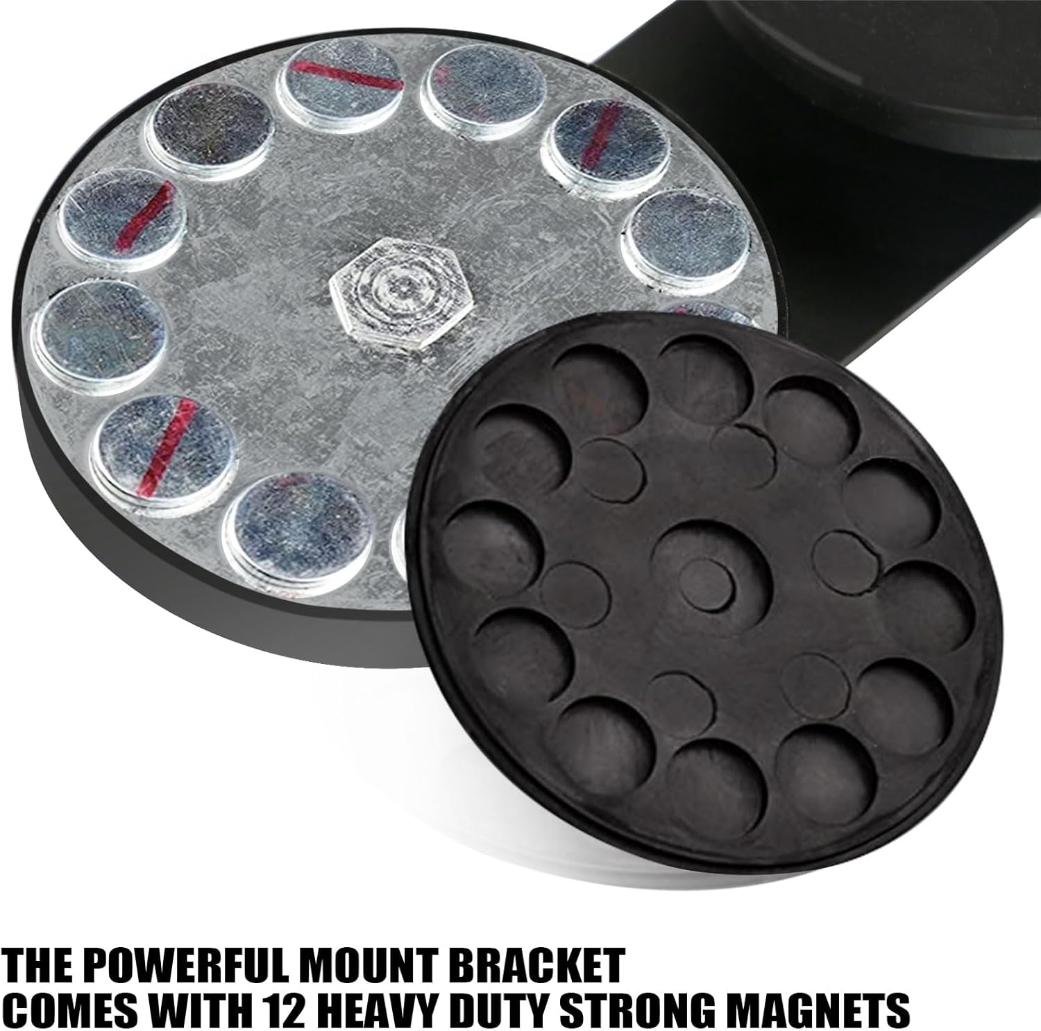 PACEWALKER Magnetic Light Bar Mount 2PCS Universal Work Light Mounting Brackets Strong Sucker Holder W/Rubber Boot for Off-Road Driving Lamp, Emergency Light Roof Light Bar SUV