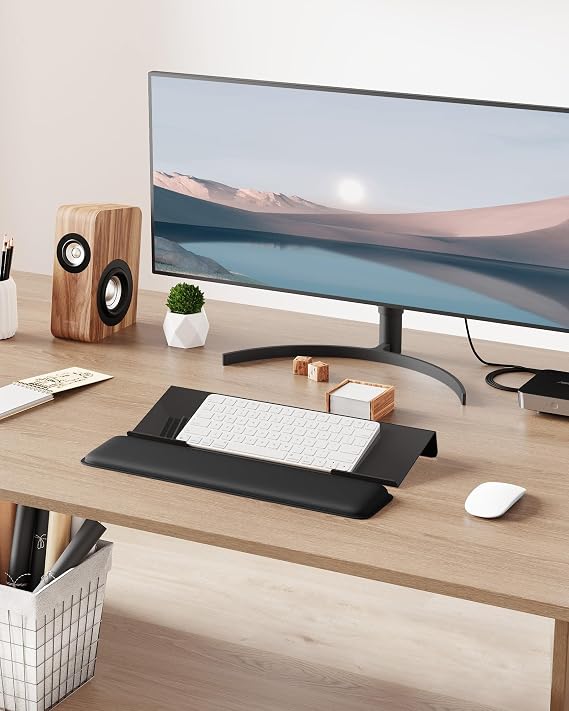 Laborio Bilgisayar Klavye Standı, Kolay Yazma için Klavye Yükseltici, Kaymaz Tabanlı Ergonomik Klavye Bilek Desteği, Ofis Masası, Ev, Okul için Bilek Pedli Rahat Klavye Tutacağı (Siyah)