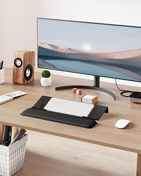Laborio Bilgisayar Klavye Standı, Kolay Yazma için Klavye Yükseltici, Kaymaz Tabanlı Ergonomik Klavye Bilek Desteği, Ofis Masası, Ev, Okul için Bilek Pedli Rahat Klavye Tutacağı (Siyah)