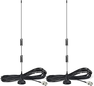 Bingfu Antena de escáner de policía de 20 a 1300 MHz, base magnética, antena HF VHF UHF Radio Jamón BNC Antena macho (paquete de 2) Compatible con Uniden Bearcat Whistler Radio Shack Police Radio