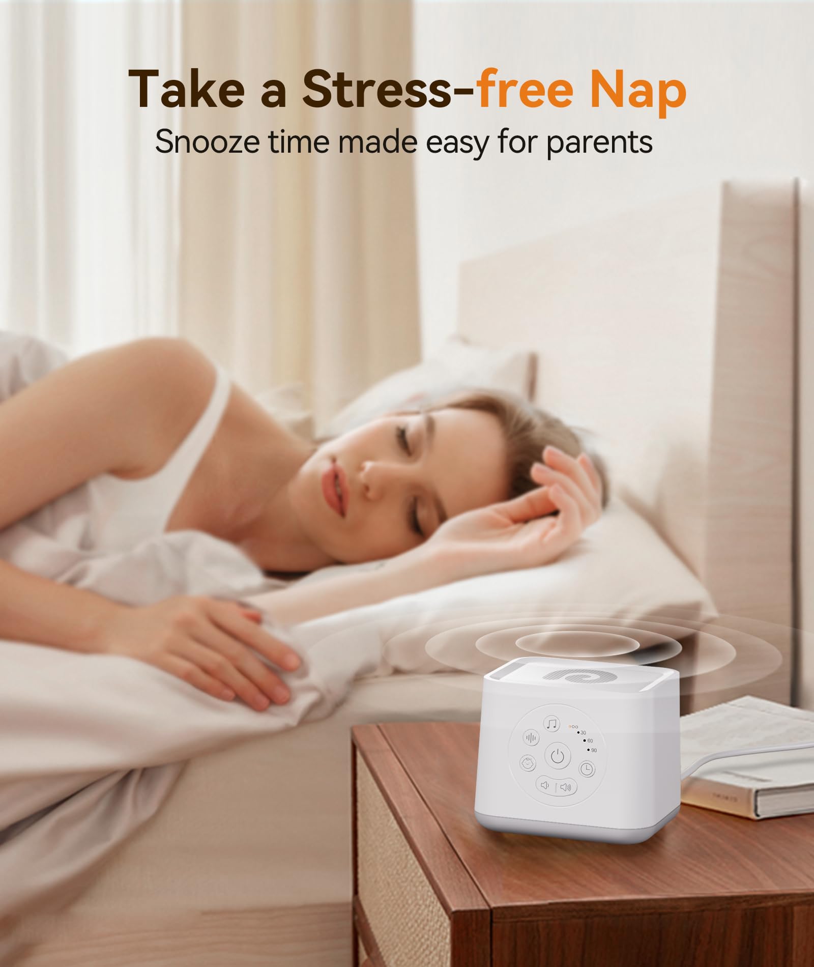 Macchina Rumori Bianchi Per Neonato - Dreamegg D8 Rumore Bianco White Noise Machine con 21 Suoni naturali, Macchina Rumori Bianchi per Neonato Portatile, rumori bianchi con Timer&Memoria per Adulti