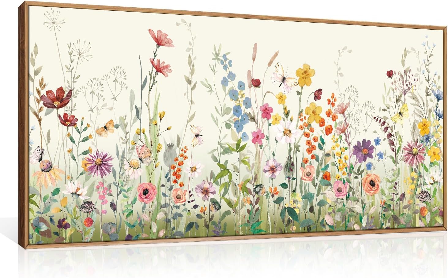 TOARTi Watercolor Colorful Wildflower Framed Canvas Wall Art Set,Modern Nature Flower Wall Decor,Natural Pink Green Floral Botanical Artwork for Living Room, Bedroom,Farmhouse-15X23inch — image 1