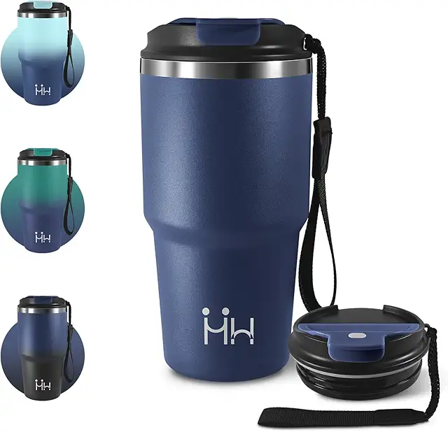 Mug Isotherme Café 600ml - Tasse Isolante Hermétique Réutilisable pour Boissons Chaudes et Froides