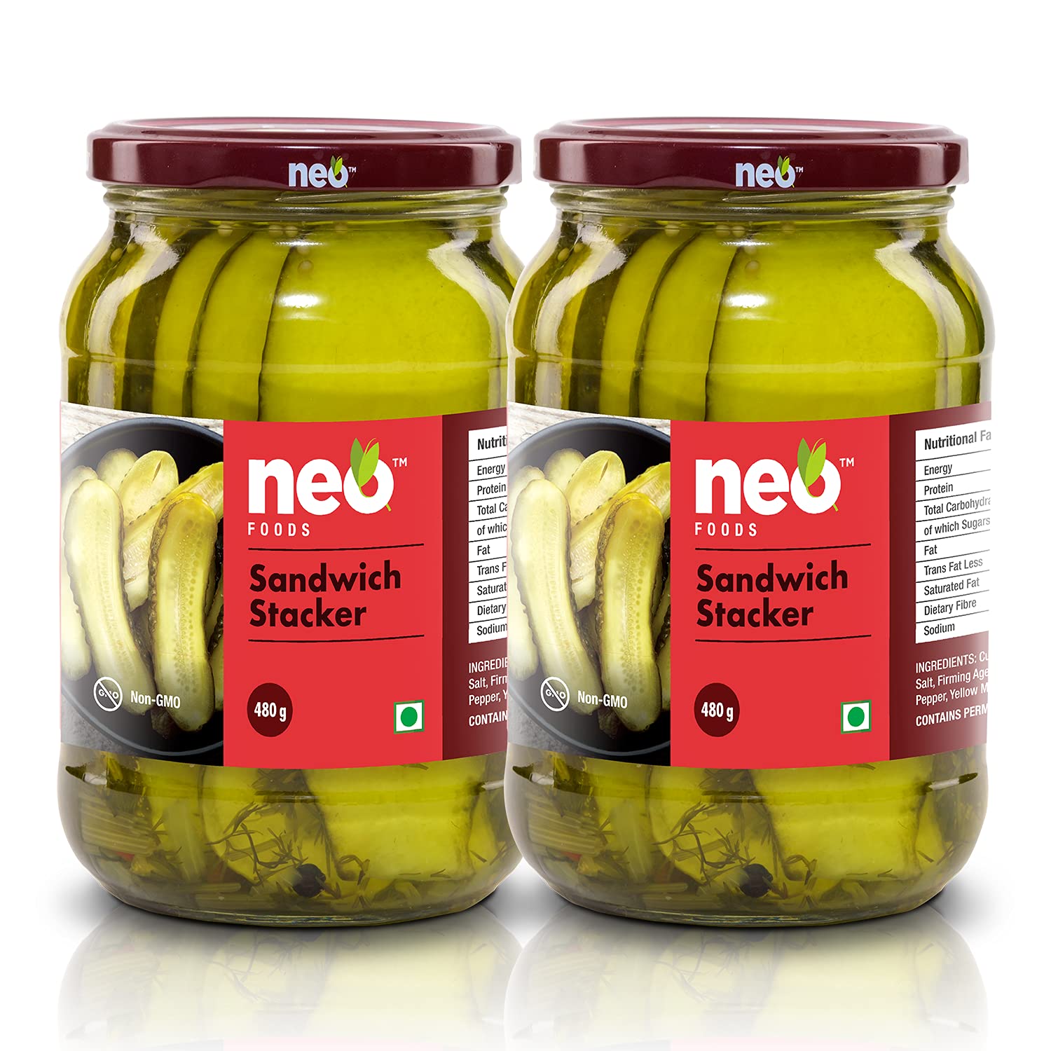 Neo Foods Sandwich Stackers, Low Fat Sweet and Salty Gherkin Slices, Ready to Eat, No GMO & Added Class II Preservatives, 480g(Pack Of 2)-image-14