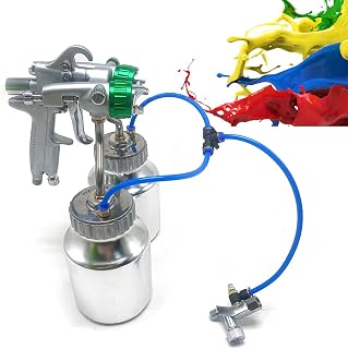 Double Heads Pneumatic Sprayer, Pressure Feed Spray Gun, Paint Double Nozzle air Spray Gun, air Consumption 8-12cfm, Nozzle Diameter 1.3mm,for Industrial (B)