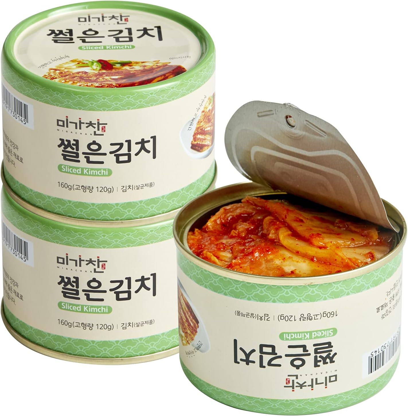 Korean Canned Napa Cabbage Kimchi, Sliced Kimchi, 5.64oz(160g), Pack of 3, Korean Traditional Kimchi Flavor Can, Rich in Probiotics by MIGACHAN