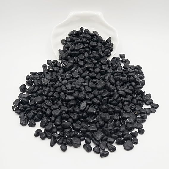 Black Pebbles for Crafts, 0.9 Pound Natural Polished Aquarium Gravel, Decorative Pebbles for Indoor Plants, Turtle Tank, Vase, Succulents Cactus, Garden Landscaping