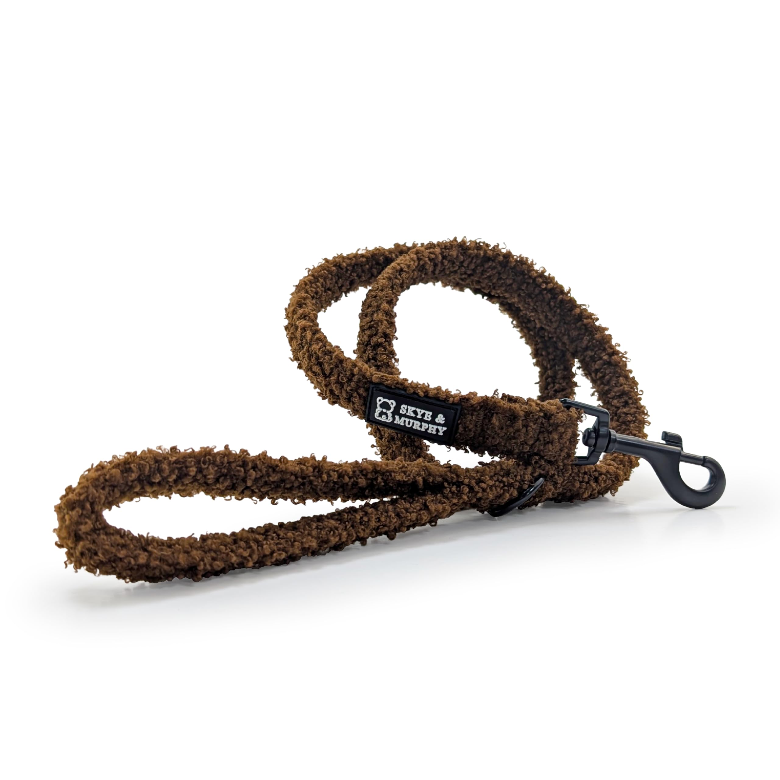 HugglePets Skye & Murphy Soft Teddy Bear Dog Lead | Espresso (Rich Brown) | Strong Soft Fleece Comfort Handle | Leash Accessory Clip | Everyday Cute Stylish Puppy Walking | 100 x 1.9cm (max. 35kg)