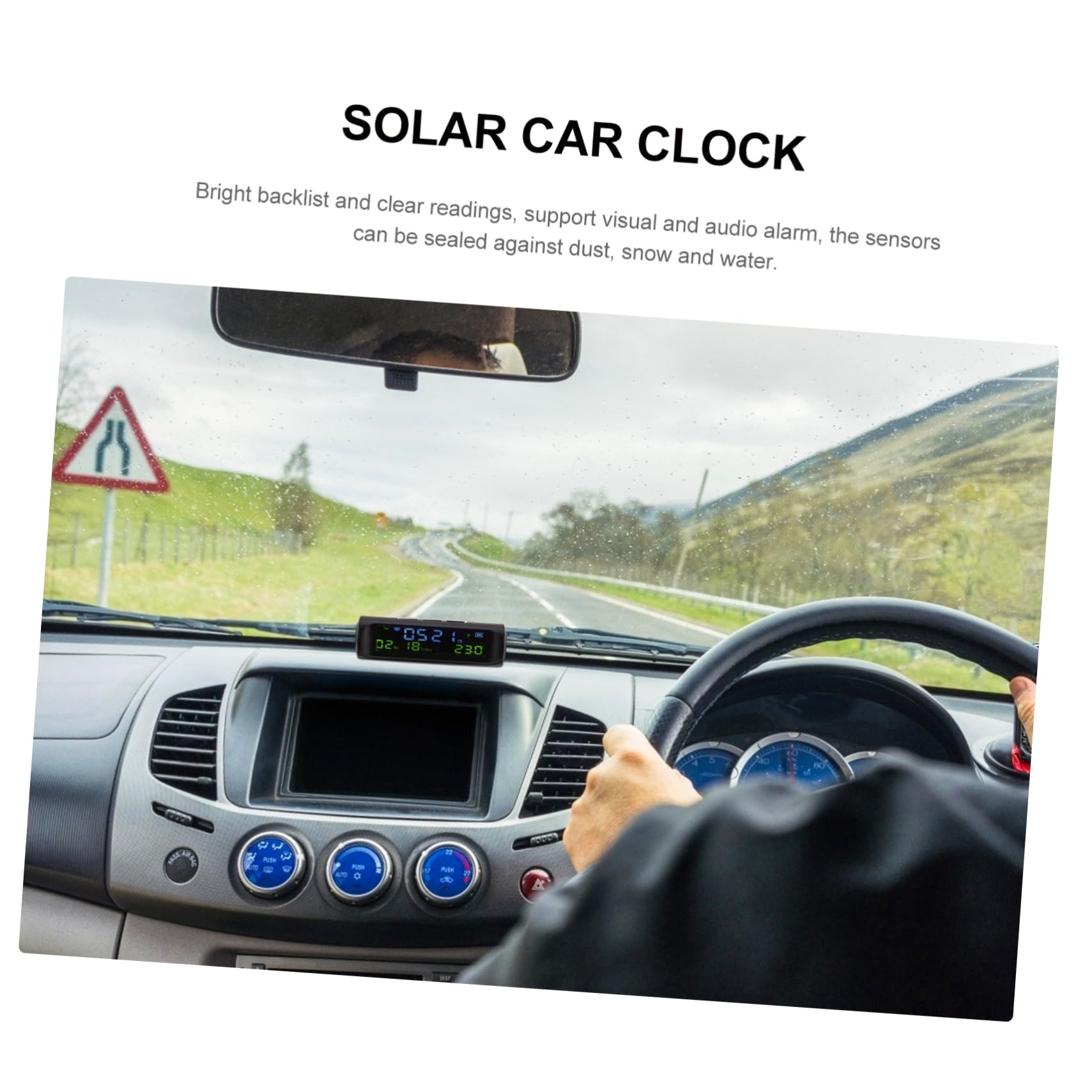 Mobestech 3piezas Reloj Digital Solar Para Coche Calendario y Pantalla Led Monitor De Temperatura y Presión De Neumáticos Compacto y Portátil Para Uso Interior y Exterior