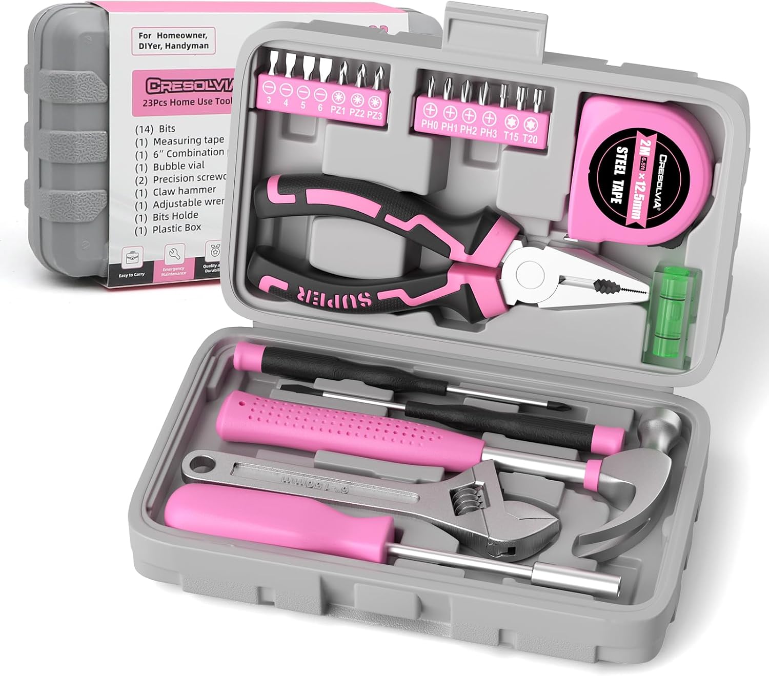 Home Tool Kit with Mini Tool Box Household Repair Tool Set 23pcs