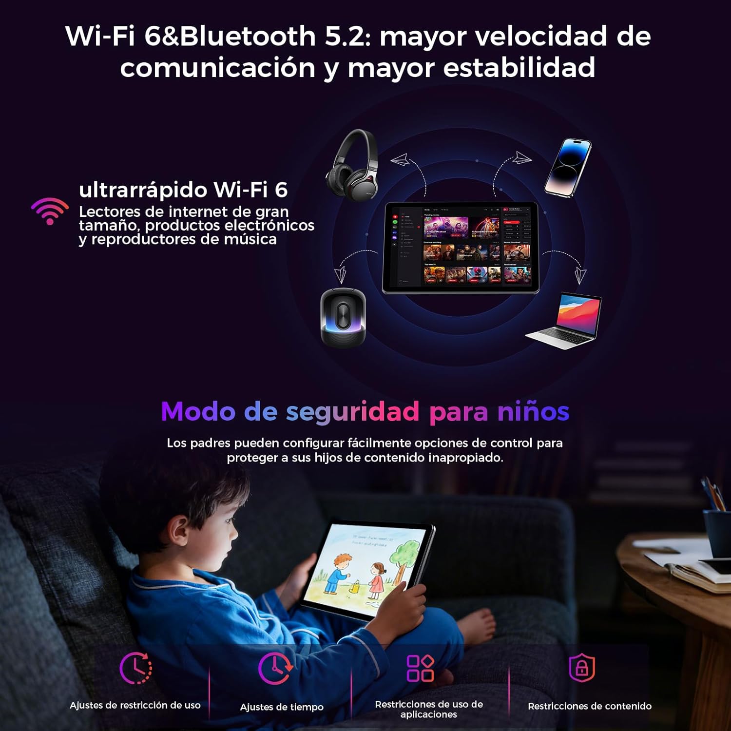 2026 último Tableta 10 Pulgadas Android 16,Gemini Ai,16GB RAM + 64GB ROM + 1TB TF, GMS, Widevine L1,5G Wi-Fi6, BT5.2,Delgada y Ligera, Desbloqueo Facial,Duplicación de Pantalla inalámbrica 8