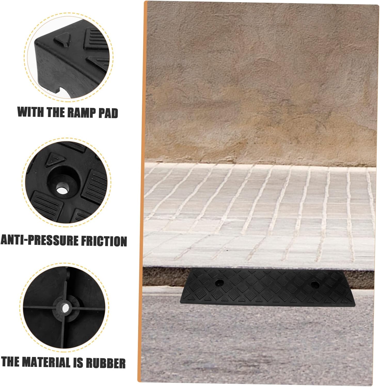Healifty Heavy Duty Plastic Curb Ramp Pad High for Driveway Garage Loading Dock Vehicle Ramp with Abrasion Resistant Material for Cars Motorcycles Scooters and Wheelchair Access