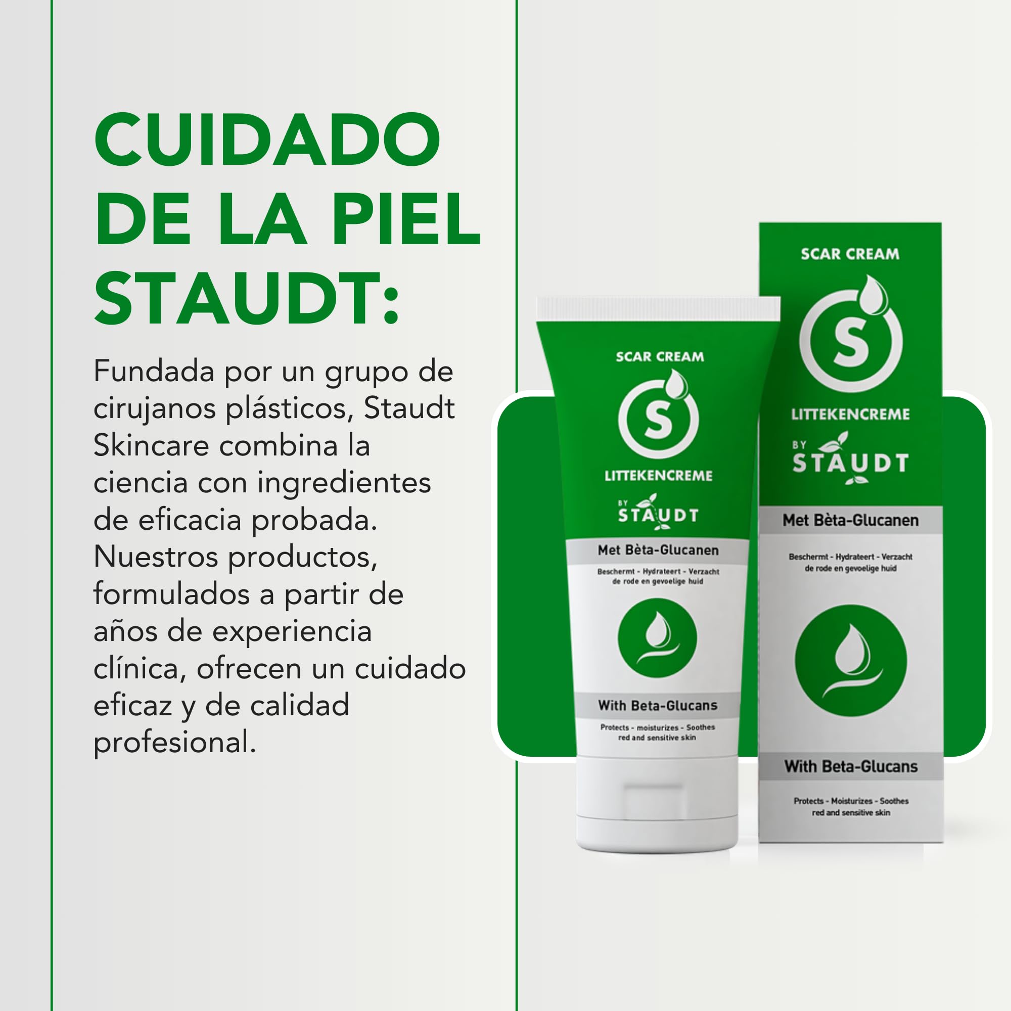 Crema Cicatrizante Staudt Premium - Fórmula con Vitamina E, Miel, Ácido Hialurónico y Silicona - Reductor de Cicatrices para Viejas y Nuevas Quemaduras, Cesáreas, Estrías, Eczema