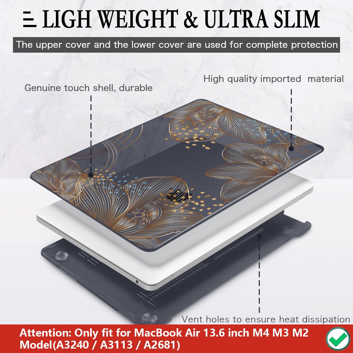 étui Rigide Macbook Coque MacBook Air 13,6 Pouces MOSEISO - Compatible M4 M3 M2 A3240 A3113 A2681 - Ultra Mince Bleu Minuit - Protection Coque Bleu Minuit