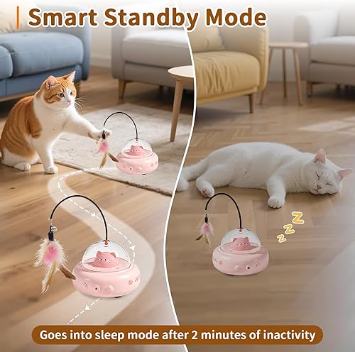 Miniatura 4 de Juguetes interactivos para gatos con plumas, juguete automático para gatos de interior, juguetes recargables para ejercicio en interiores,