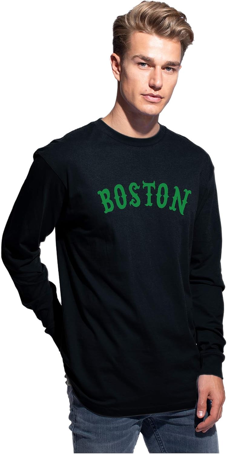 Daxton Retro Boston Arch Font Long Sleeves T Shirt Soft Medium Weight Cotton
