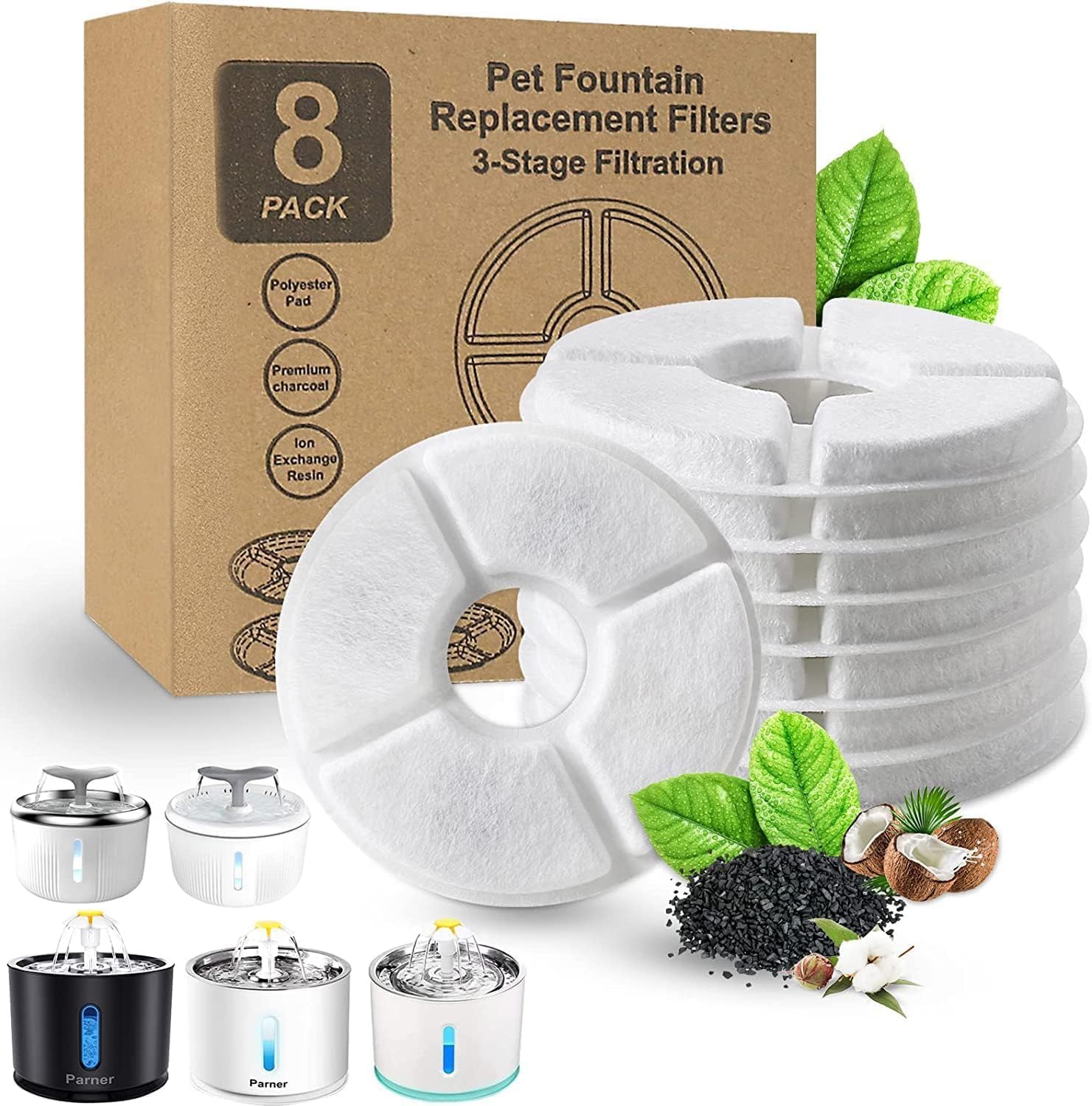 Set 8 Filtri E 4 Spugne Per Fontana Gatti – Rimuove Odori, Facile Installazione, Per Casa E Appartamento