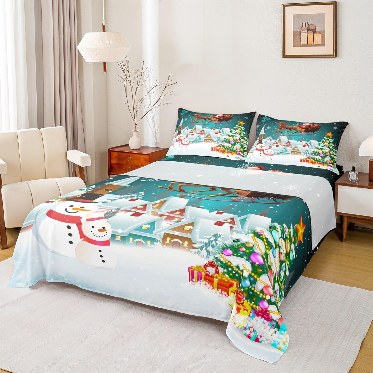 Parure de lit avec drap-housse profond Manfei pour éviter les draps qui glissent du grand lit