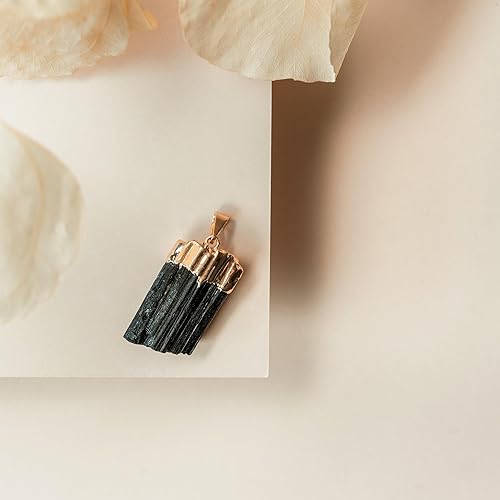 Miniatura 2 de AYANA Collar de turmalina negra – Colgante de cristal de turmalina chapado en oro | Auténtico collar de piedras preciosas para hombres y mujeres –