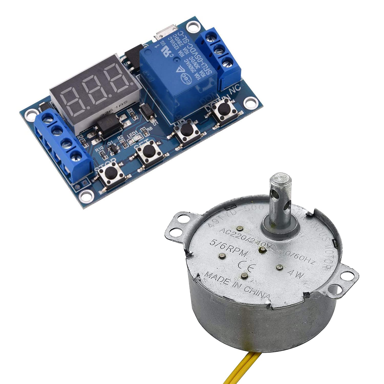 Timer Module Relay, DC 6-30V 1 Channel Relay Timer Switch Trigger Delay Circuit Cycle Adjustable + 4w Auto Swing Motor for Incubator Synchronous Egg Turner Motor 220-240V 5/6rpm w1209-picture-18