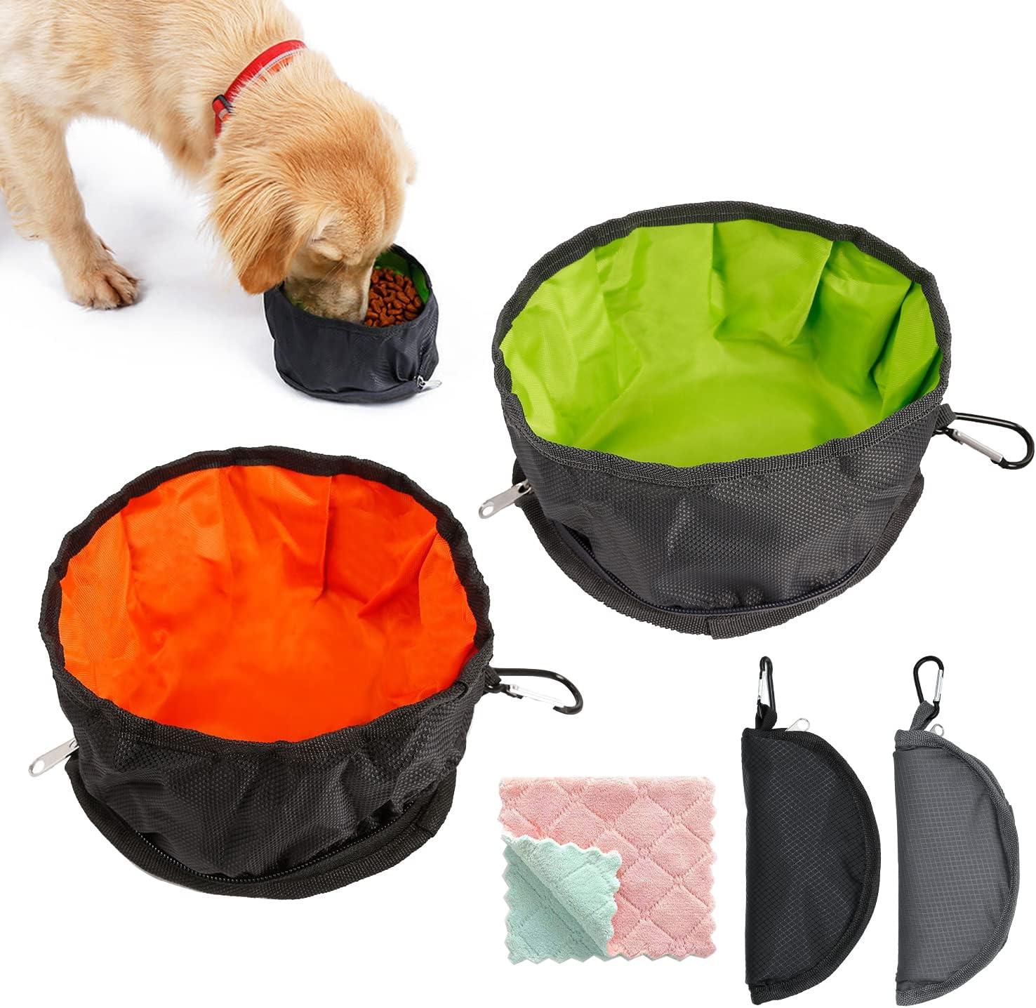 MABAHON 2 Pack Collapsible Dog Travel Bowls Portable Nylon Cat Dog Food