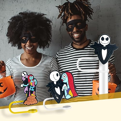 Miniatura 4 de 10 vasos con tapa para popote de terror para vaso, 10 unidades, 0.394 in (2564 pulgadas), protectores reutilizables, tapas para accesorios de taza