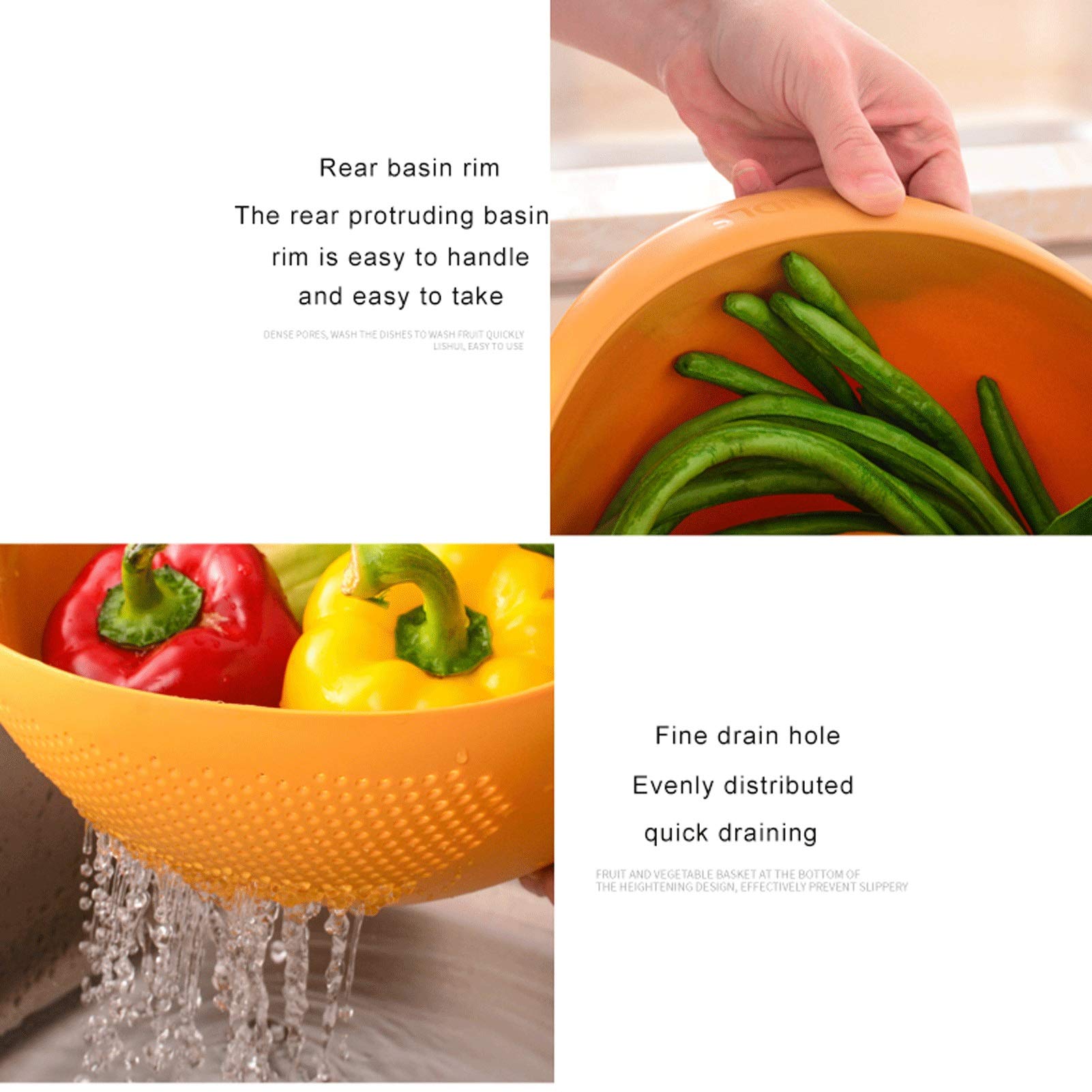 Cesta de colador Columnía de lavado de arroz/canasta Baneta de lavado de plástico grande y grueso for lavar frutas verduras Cestas de almacenamiento de fideos Placa de fruta Cesta de colador de cocina