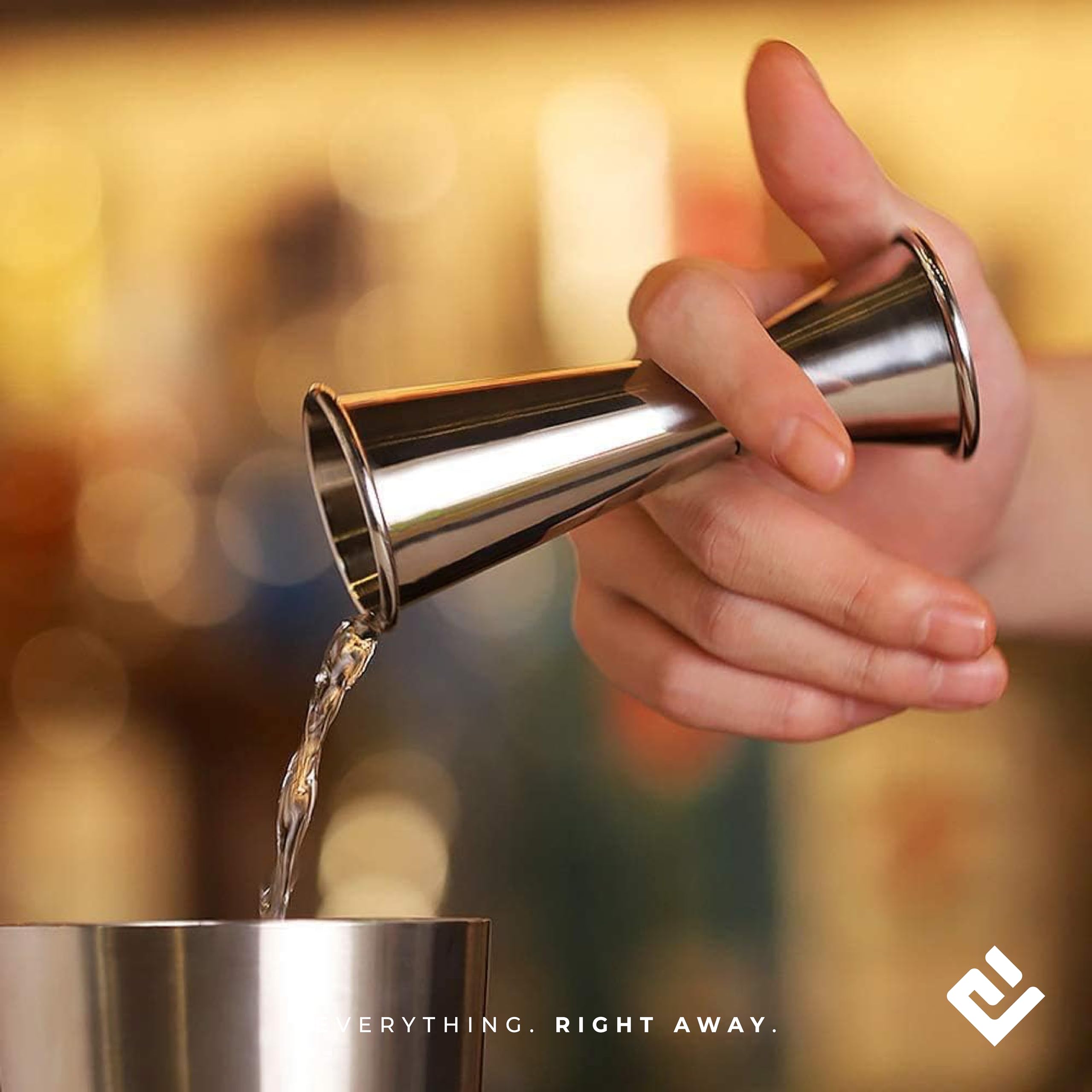 Misurino Cocktail in acciaio INOX doppia tazza di misurazione, per bar, feste, vino, cocktail, bevande, shaker Misurino per Bevande Barista Professionale Misura Tazza (30/50ML Arrotondato)