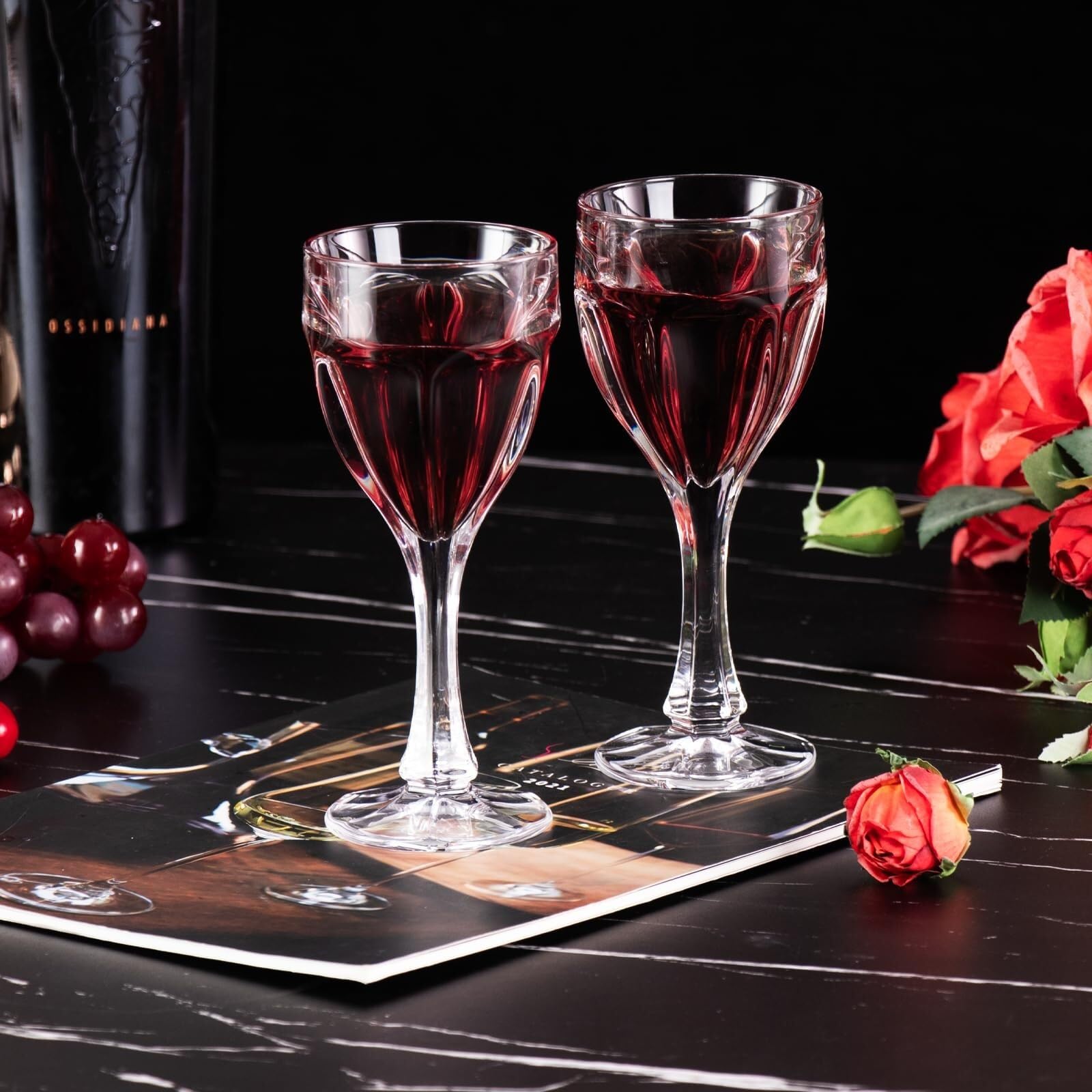 Set di bicchieri da vino da 2,228 ml in cristallo soffiato a mano Bordeaux, bordo liscio, stelo lungo for vino rosso bianco, regalo for l'anniversario di matrimonio Bicchiere per bevande