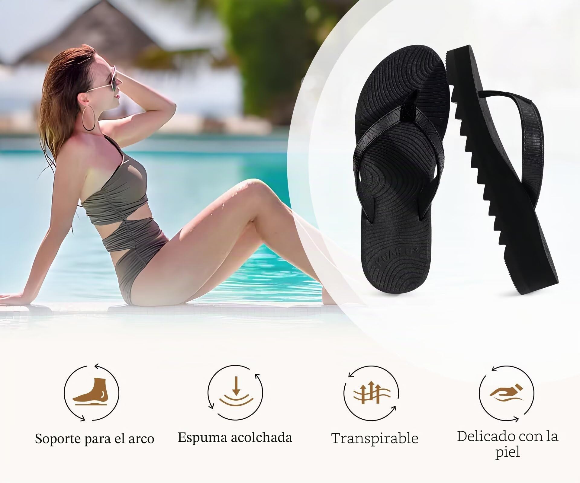 KuaiLu Chanclas Mujer Moda Plataforma Ligero Yoga Mat Flip Flops Dressy Verano Playa Tanga Sandalias, Suave Cómodas Cushión EU 36-43