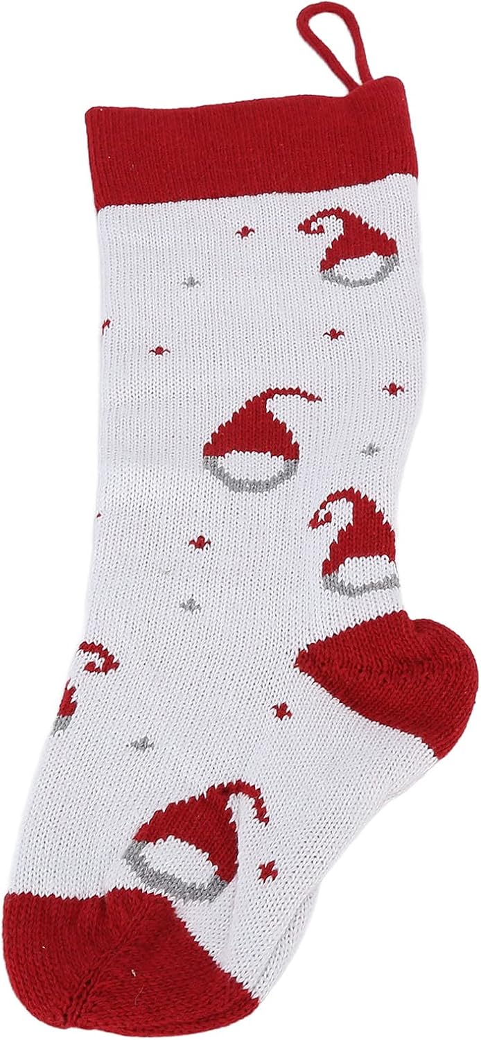 正規逆輸入品 ニットクリスマスストッキングクリスマス暖炉ハンギングストッキングホリデーデコレーションクリスマスデコレーション用ストッキング 白い